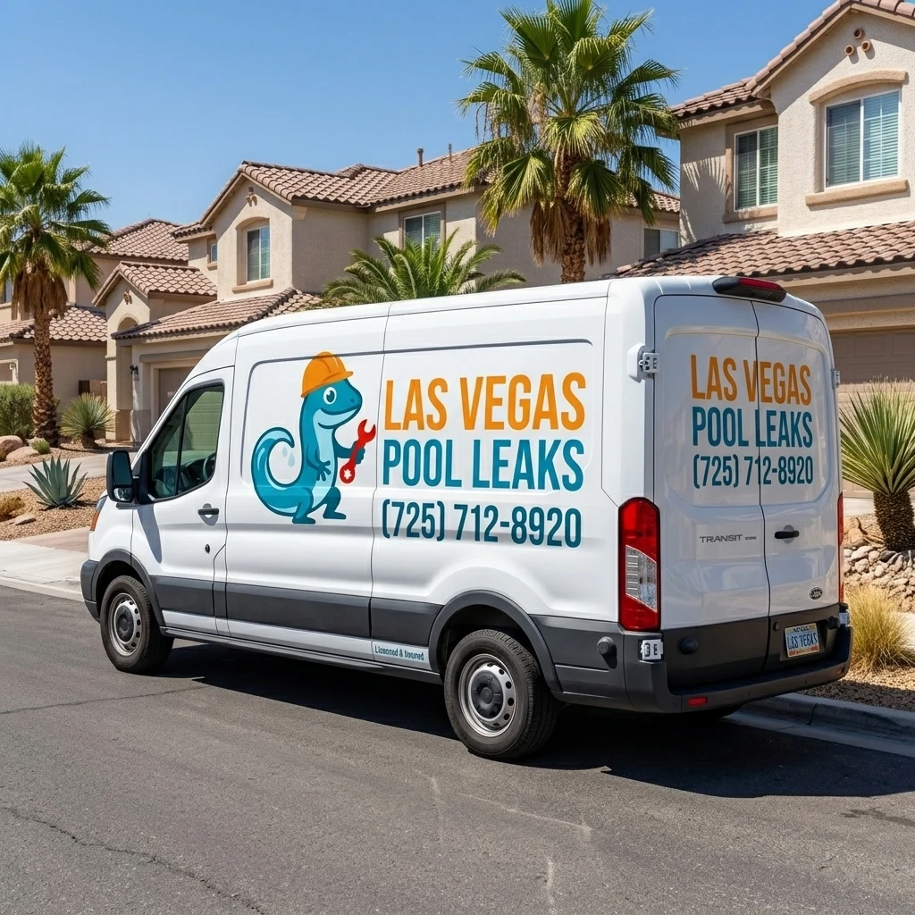 Las Vegas Pool Leaks service van in a residential neighborhood